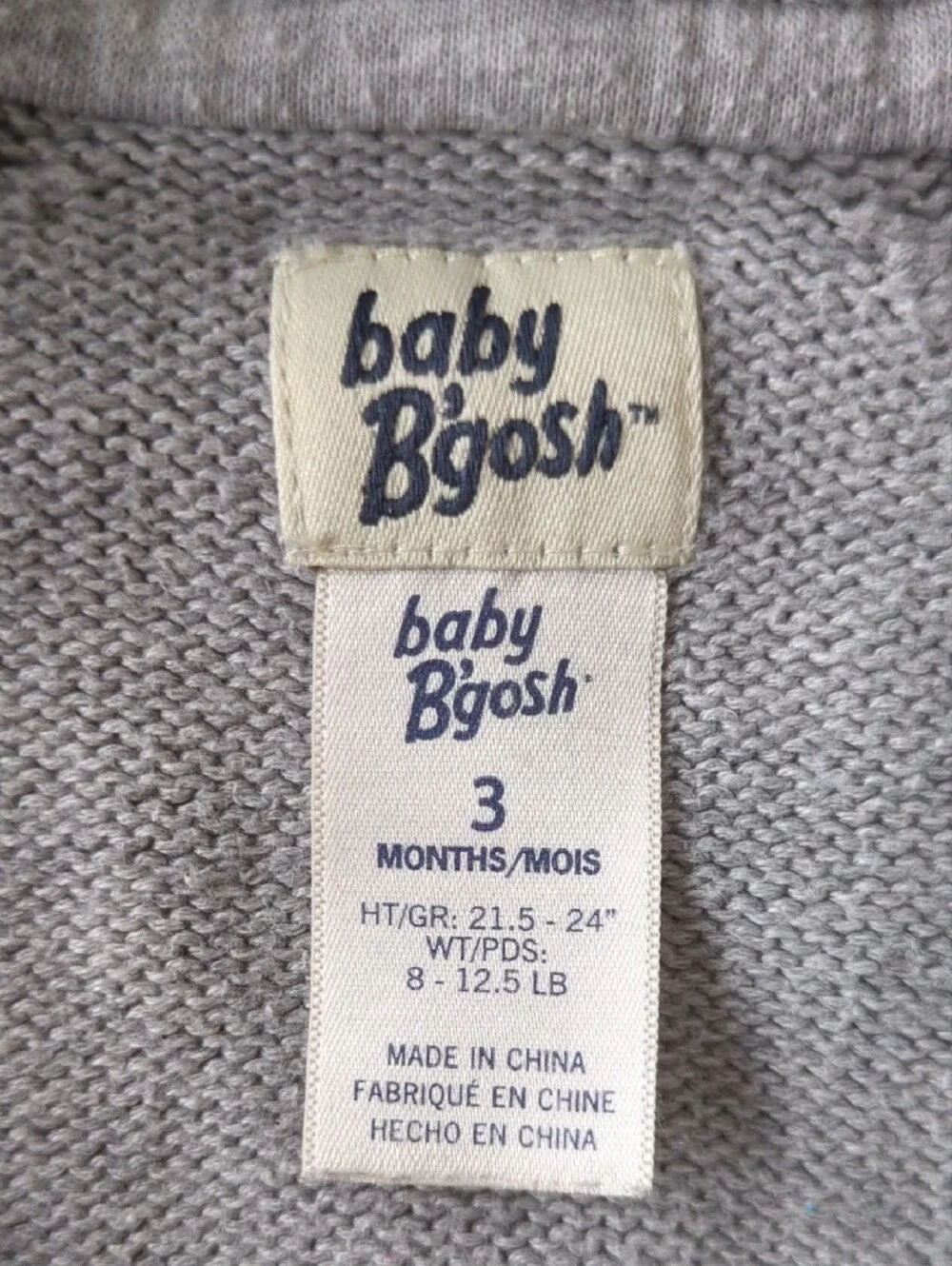 Hooded Knit Baby One-Piece with Nordic Pattern - Light Gray